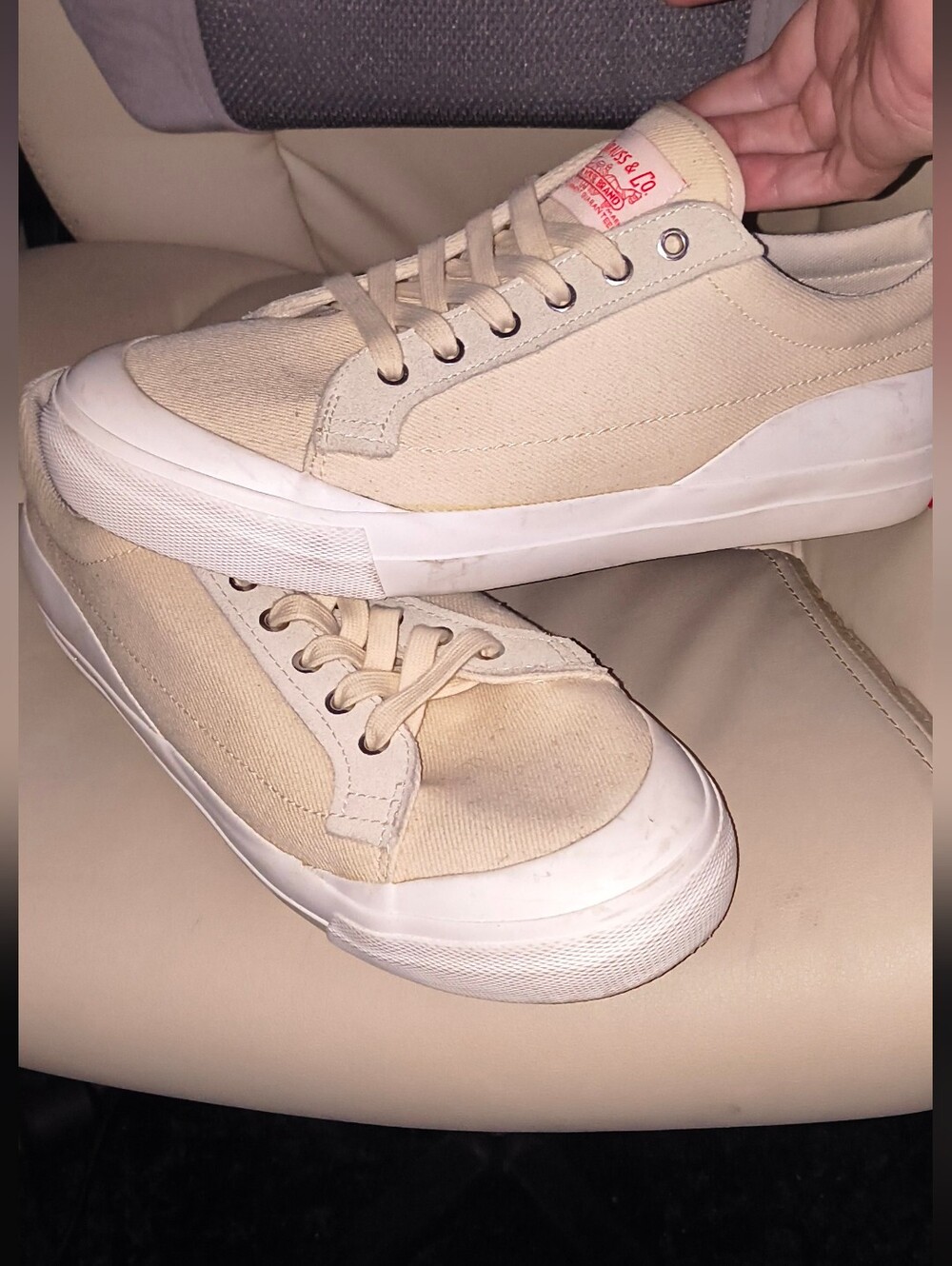 Levi's Cream Canvas Low-Top Sneaker Size 12 Worn Once All Canvace Rubber Bottom